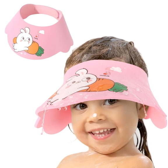 TELOLY Baby Shower Caps Shield-Adjustable Kids Bath Visor Hat Shampoo Washing Hair Protection Soft Cartoon for Toddler