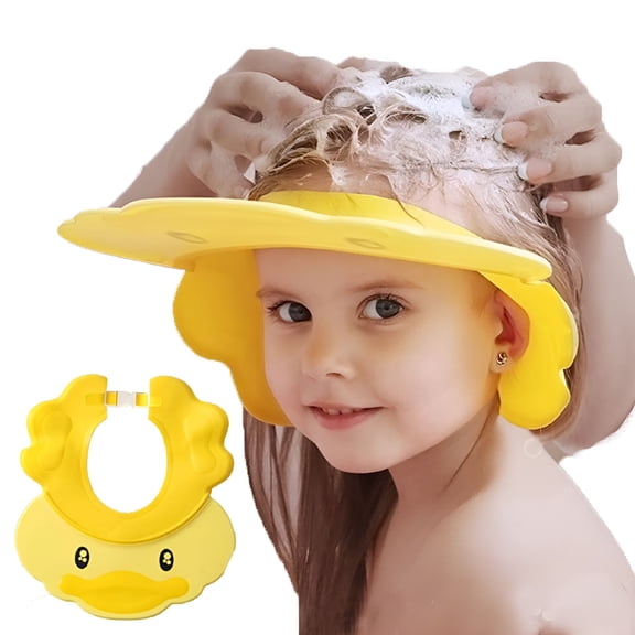 TELOLY Baby adjustable duckling bath cap Sun visor for eye and ear protection Suitable for infants and children-yellow