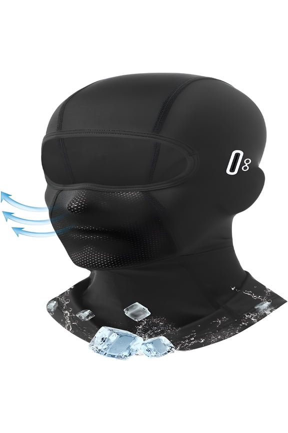 Balaclava Face Mask with Glasses Holes for Men and Women, Summer Cooling Balaclava, Shiesty Mask Sun UV Protection for Motorcycle, Ski, Cycling, Work - Black