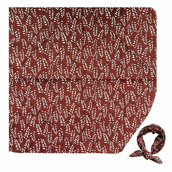 TELOLY Bandanas for Women,53*53cm Red Bandana,Plant and Flower Cotton and Linen Bandana,Style1
