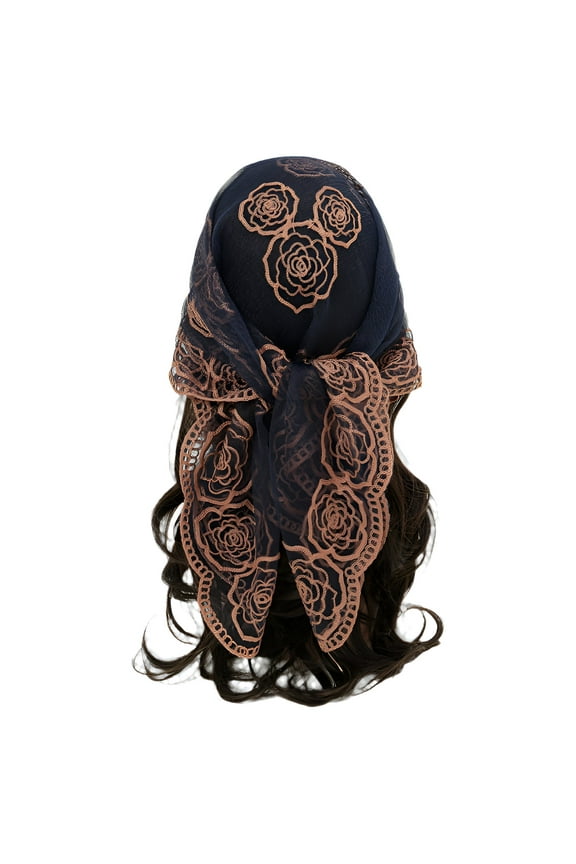 Bandanas for Women,Girly Style Green Bandana,Travel Headwear Polyester Bandana,Navy