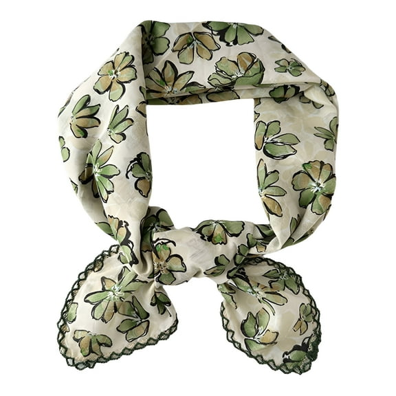TELOLY Bandanas for Women,Neck Guard Green Bandana,Suitable for Spring and Summer Bag Scarf,Green