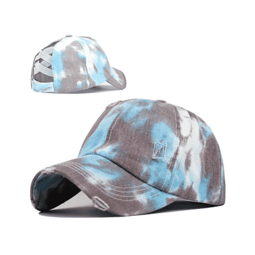 TELOLY Baseball Cap Chinese Style Tie-Dye Baseball Cap Sun Hats for Women Ladies European and American Ponytail Baseball Cap Sun Hat,Style 1