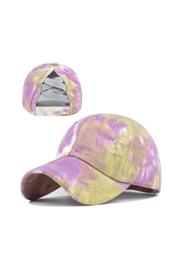 Baseball Cap Chinese Style Tie-Dye Baseball Cap Sun Hats for Women Ladies European and American Ponytail Baseball Cap Sun Hat,Style 7