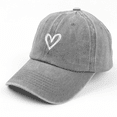 thumbnail image 1 of TELOLY Baseball Cap Korean Version for Men and Women Versatile Heart Embroidered Hat Maga Hat Spring and Summer Washed Distressed Baseball Cap Sun Hat,Gray, 1 of 2