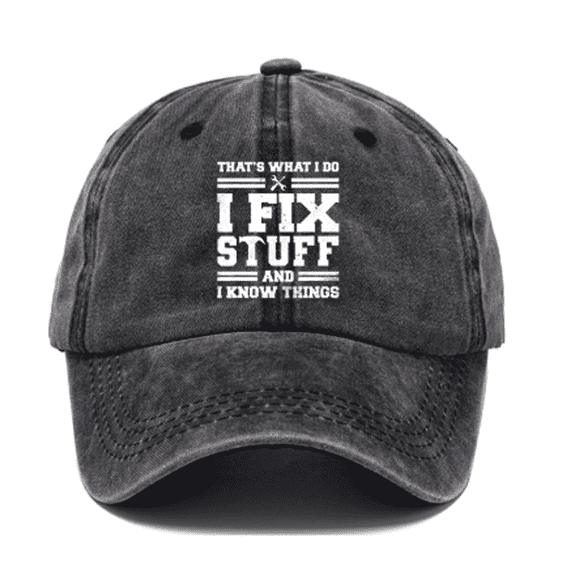 TELOLY Baseball Cap Men Washed Cotton Printed Baseball Cap Sun Hat Distressed Dad Dugu Style Peaked Hat Hats for Men,Black