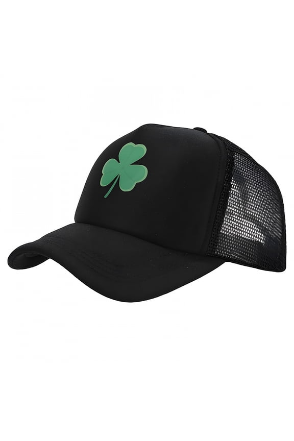 Baseball Cap Women Men Breathable Mesh Summer Hat Unstructured Design Shamrock Trucker Caps Dad Hats St. Patrick'S Day Costume Black
