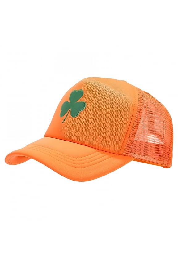Baseball Cap Women Men Breathable Mesh Summer Hat Unstructured Design Shamrock Trucker Caps Dad Hats St. Patrick'S Day Costume Orange