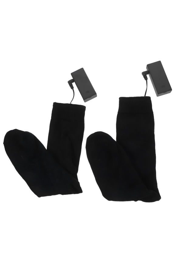 Battery Operated Heated Thermal Socks for Winter Warmth Black Cotton Knee High Size Fits Most