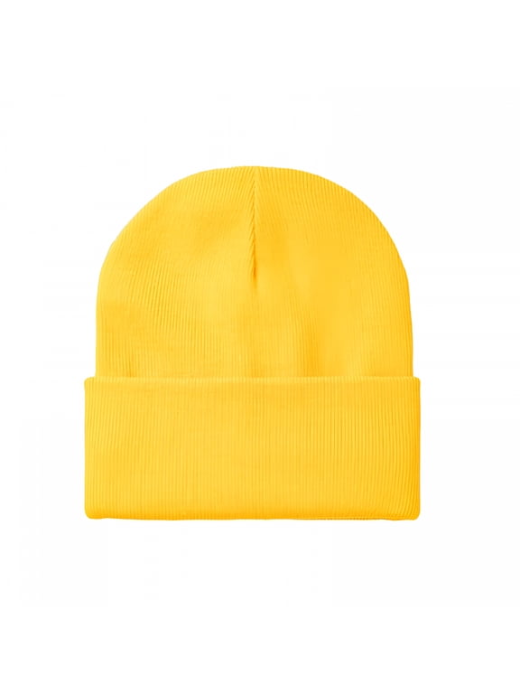 Beanie Hats,Beanie Hats for Men Women Winter Warm Knitted Silk Lined Cap Yellow Beanie