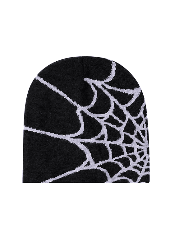 Beanies Hats Men,Black Gray Spider Web Print Knitted Unisex Beanie Hat for Men Women,Winter Warm Hat Skull Cap