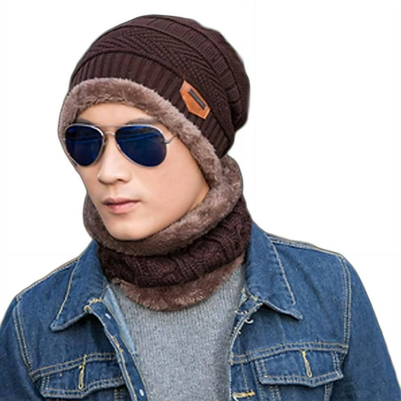 TELOLY Beanies Hats Men,Wool Men Hat,Tightly Woven Beanies,Brown