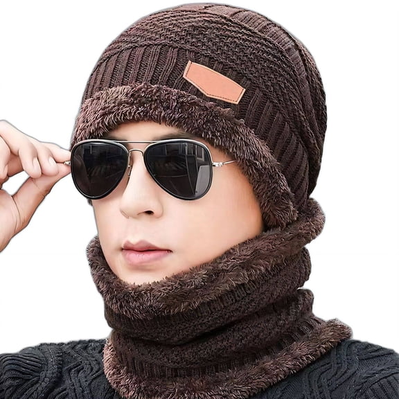 TELOLY Beanies Hats Men,Cycling Cold Weather Protection Winter Hats for Men,Warm Set Knitted Beret,Grey