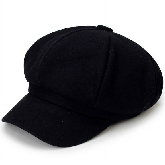 TELOLY Beret Hats for Women,Wool Women Cap,Warm Hats,Black