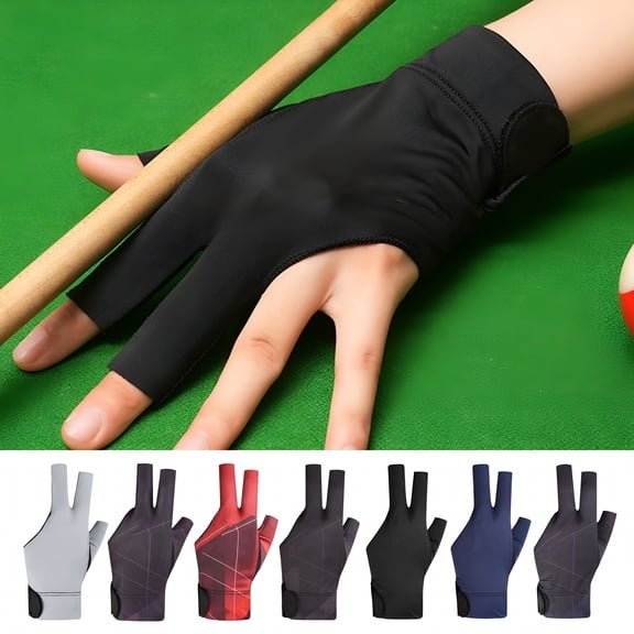 TELOLY Billiard Pool Gloves for Left Hand Breathable Three Finger Cue Shooter Pool Gloves Snooker Cue Sport Glove for Women Men Gray