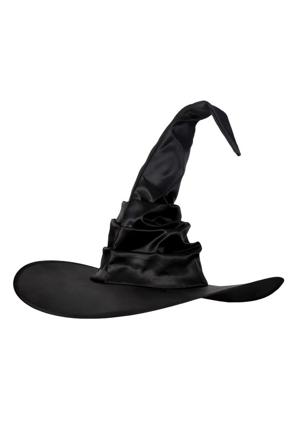 Black Witch Hat with Large Brim Halloween Pleated Witch Hat Durable Reusable Witches Hats for Women