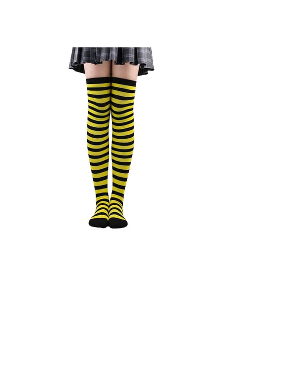 Black and Yellow Striped Socks over the Knee Thigh High Bee Socks Costume Accessories Bumble Bee Stockings for Halloween Parties Bee Socks