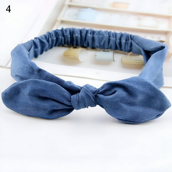 TELOLY Blue Denim Cloth Rabbit Ears Headband Hairbands Women Female Elastic Hairband Makeup Washing Face Headwrap Hair Turban