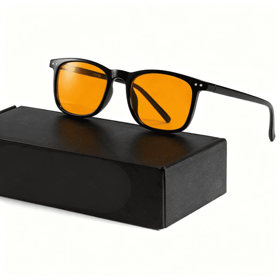 TELOLY Blue Light Blocking Glasses, Square Frame for Computer Gaming, Orange | Spring Hinges, Filter Blue Green Light for Evening, Computer Work, Phone, Tv, Gaming Screen Use, Red/Orange/Clear Lens