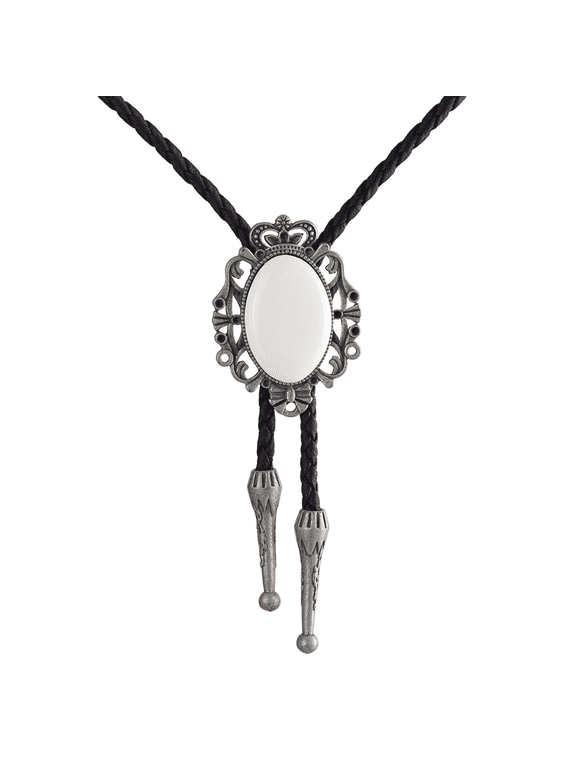 Bolo Tie Handcrafted Textured Design Necktie Vintage Style Ties White