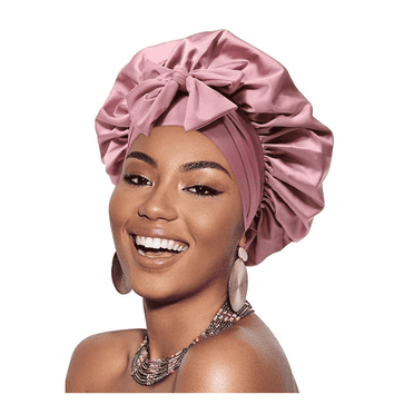 TELOLY Bonnet for Sleeping High Elasticity Satin Bonnet for Sleeping One Size Fits All Satin Bonnet,Bean Paste Powder