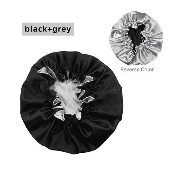 TELOLY Bonnet for Sleeping Satin Satin Bonnet Double Layer Satin Bonnet for Sleeping,Black