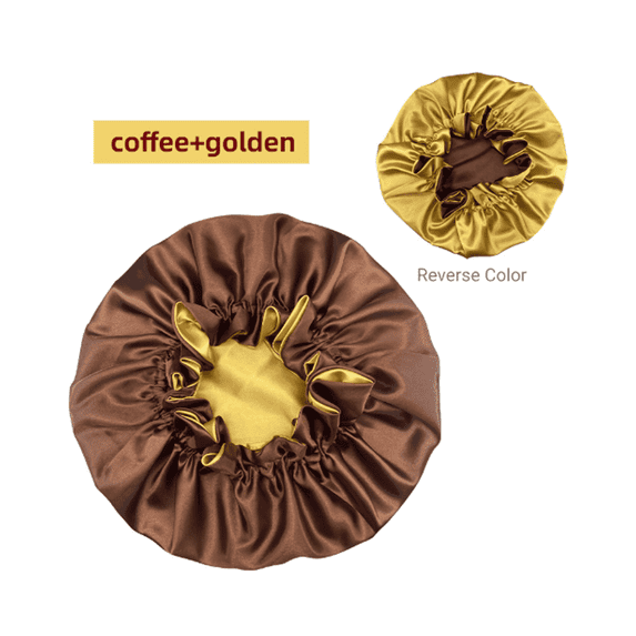 TELOLY Bonnet for Sleeping Satin Satin Bonnet Double Layer Satin Bonnet for Sleeping,Coffee