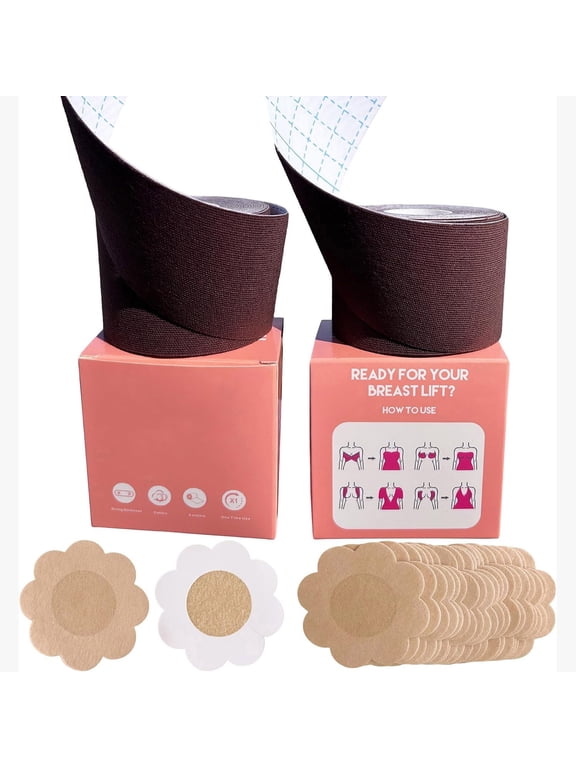 Boob Tape Kit-Boob Tape for Breast Lift | Breast Tape for Breast Push Up A-G Cup, Adhesive,Breathable, Fashion Athletic Bra Tape, with 20Pcs Nipple Stickers