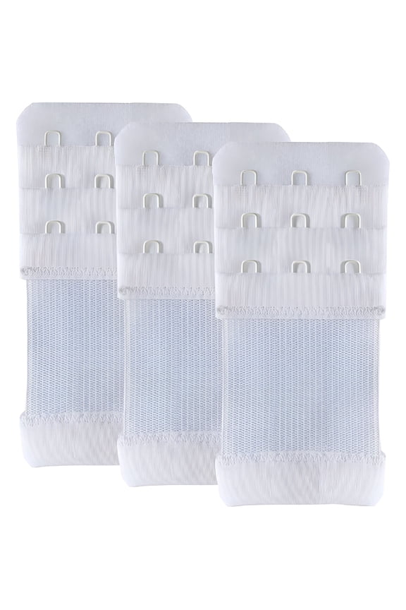 Bra Extender 3 Hook Elastic Stretchy Bra Band Extension 3Pcs-Pack, White, 3 Hook, 0.5Inch (1.3Cm), One Size