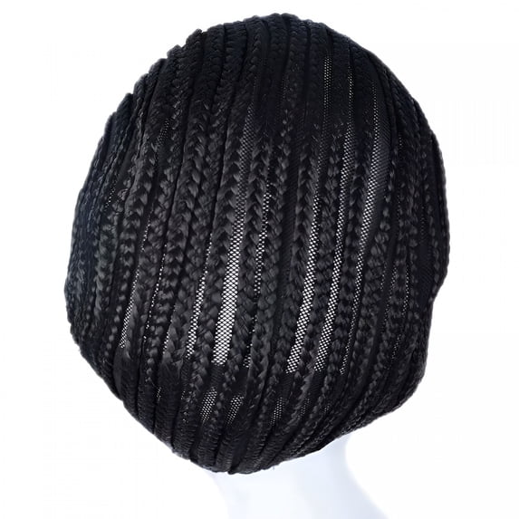 TELOLY Braided Cap 1 Piece Crochet Wig Caps in Cornrow Sew Hair for Making Synthetic Wig Or Weave Easier Sew in Crochet Braided Caps Medium Size Black Crochet Cornrow Cap