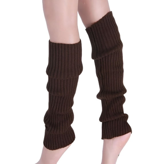 TELOLY Brown Leg Warmers, Solid Color Knit Cuffs Leg Stockings, Boot Socks for Work and Leisure, Knit Leg Warmers