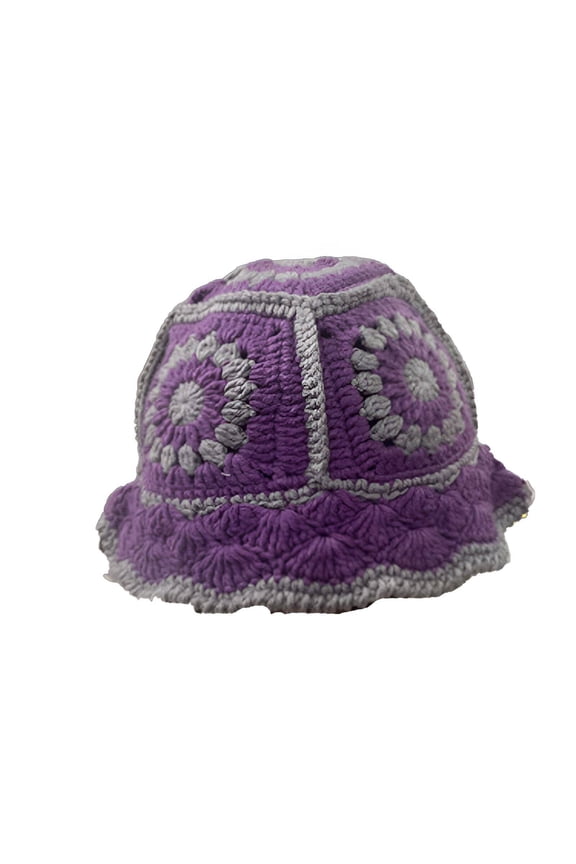Bucket Hat,Cute Character Design Bucket Hats,Adds Personality Crochet Hat,Purple