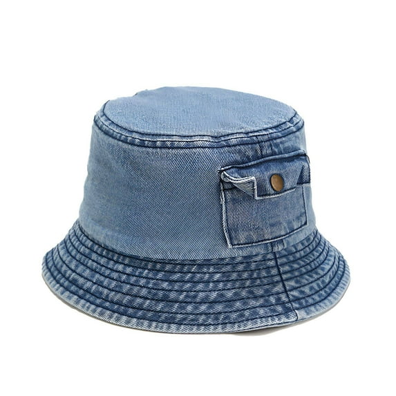 TELOLY Bucket Hat,Pocket Design Crochet Hats for Women,Practical Stylish Look Bucket Hats,LightBlue