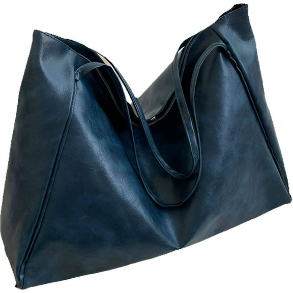 TELOLY Burgundy Purse,Soft Leather Tote Bag,Spacious Space Shoulder Bag,Blue