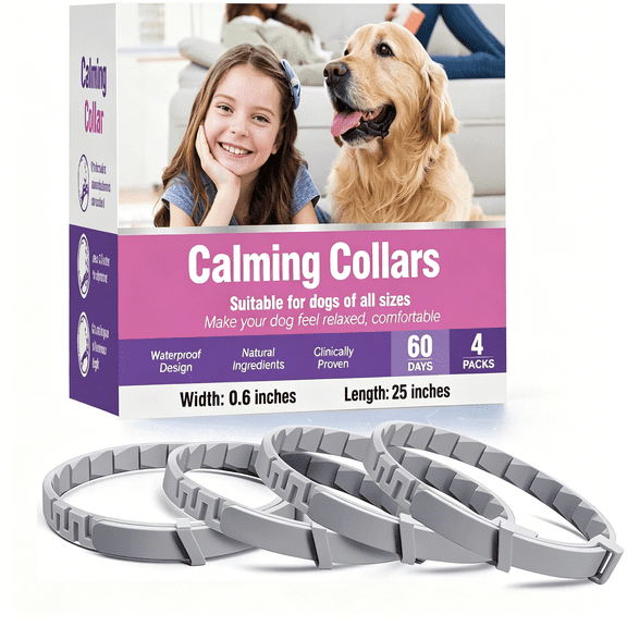 TELOLY Calming Collar for Dogs 4 Packs Dog Pheromone Calm Collars Relief Anxiety Stress Separation Lasts 60 Days Relieve Bad Behavior 25 Inches Size Flexible Adjustable for All Small