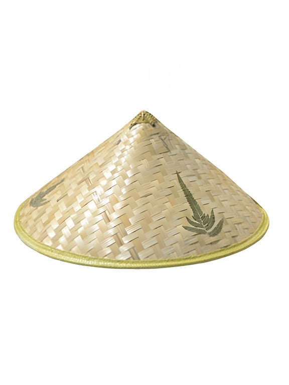 Camping and Hiking Outdoor Sun Hat Handmade Weave Rice Straw Dance Props Traditional Asian Tourism Fisherman'S Cap for Farmers Outdoor Activities 16.9 Inch