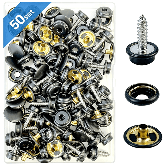 TELOLY Canvas Snap Kit, 3/8" Socket, 150Pcs | Stainless Steel Snaps Marine Grade Snaps for Boat Cover, Clothing Leather Fabric Canvas Snap Button Kit