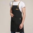 thumbnail image 1 of TELOLY Canvas Work Apron Cross-Back Straps Adjustable Chef Aprons Kitchen Bib with Pockets for Dishwashing Cleaning Painting Gardening, 1 of 6