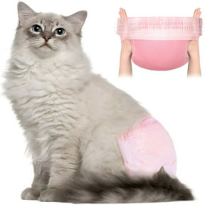 TELOLY Cat Diapers, Stretchy Waist Wraps for Male & Female Cats, Heat Period Pink, Super Absorbent Leak-Proof Disposable Diapers for Cats & Dogs