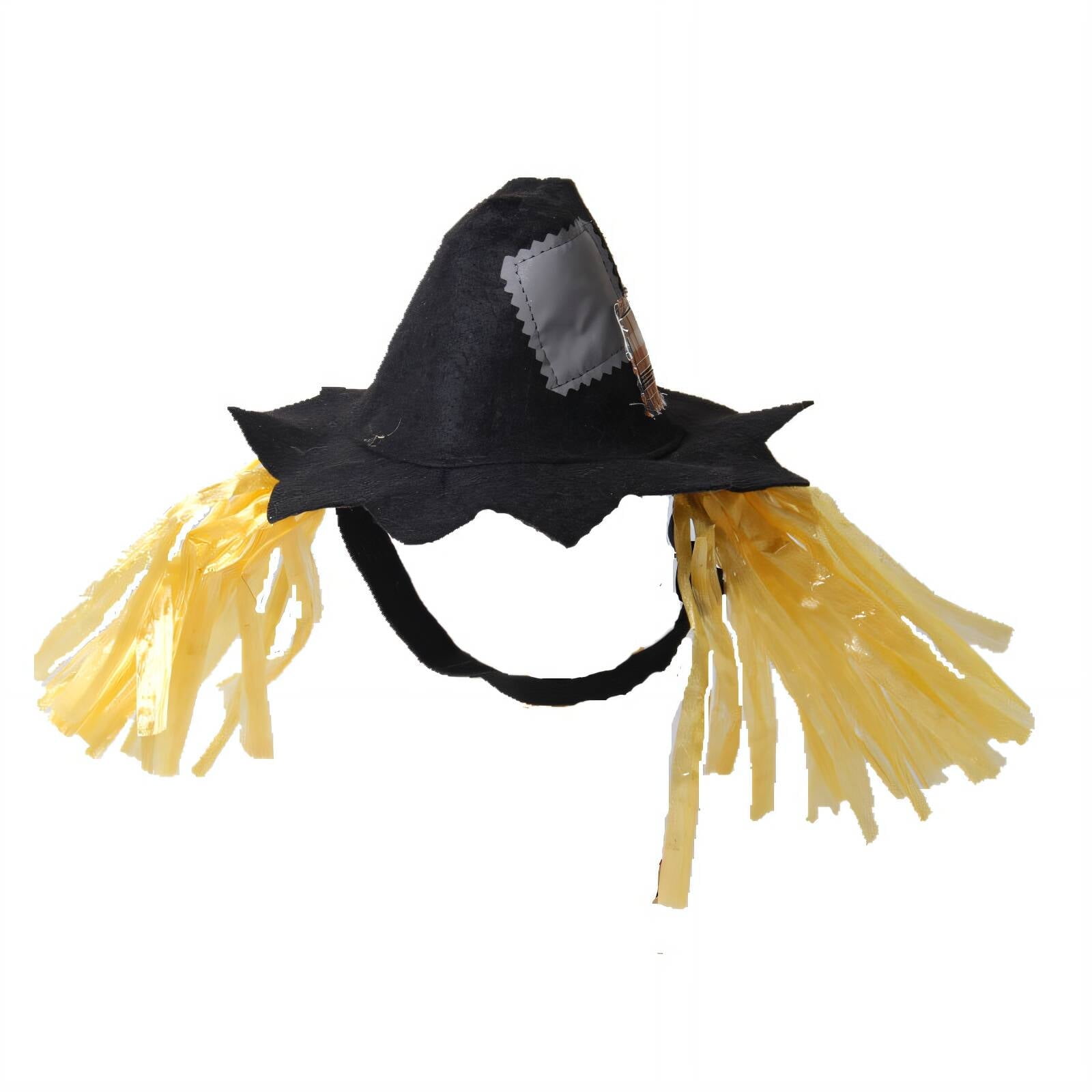 TELOLY Cat Hat,Adjustable Strap Plastic Buckle Scarecrow Hat for Pet,Adorable Straw Cat Design Halloween Pet Accessory Caps,Dark Grey