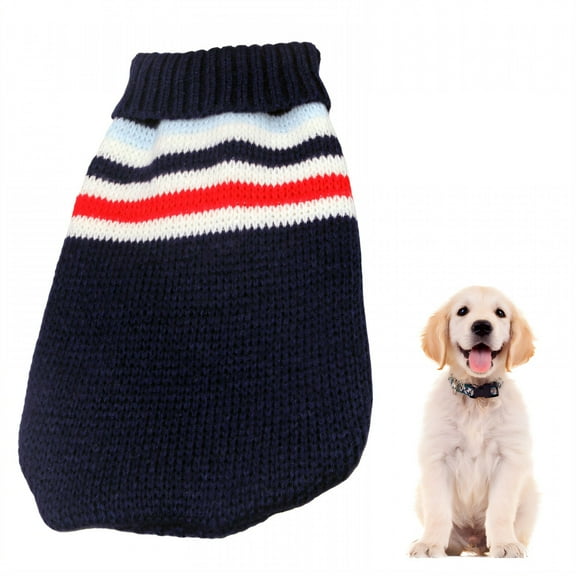 TELOLY 1Pcs Cat Sweater,Acrylic Dog Coat,Dog Clothes for Small Dogs,Navy,S