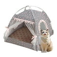 thumbnail image 1 of TELOLY Cat Tents for Indoor Cats,Arched with Tulle Curtain Dog Tent,14.17"*14.17"*14.57" Stable Placement Cat Houses for Outdoor Cats,Dark Gray,S, 1 of 7