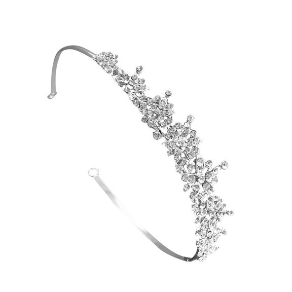 TELOLY Chic Plated Silver Tiara Crown, Durable Crystal Bridal Accessory, Lightweight for Wedding Parties