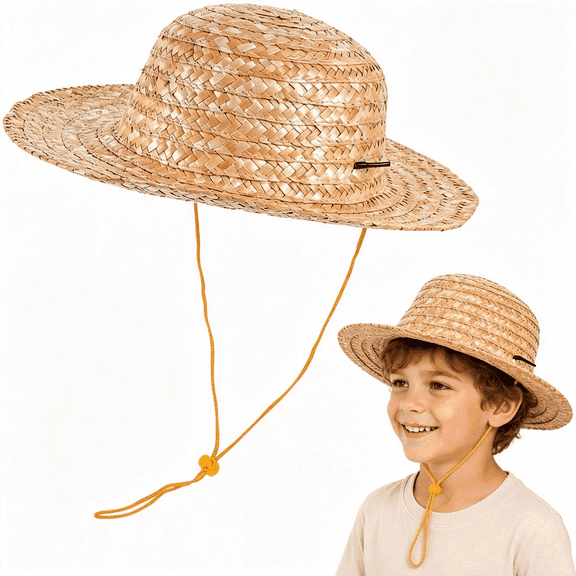 TELOLY Children S Straw Hat - Adjustable Sun Protection Hat for Kids Lightweight Diy Beach Ideal for Outdoor Activities and Creative Fun Yellow Lightweight Kids Straw Hat