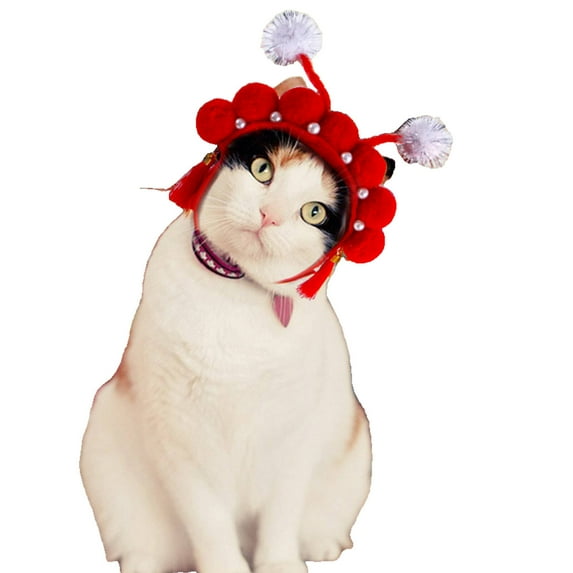 TELOLY Christmas Pet Hat,Reindeer Antlers Dog Hat,Christmas Cheer Cozy Knit Xmas Party Caps for Cats,Style25