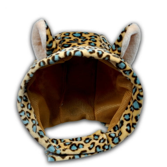 TELOLY Christmas Pet Hat,Lightweight Fluffy Xmas Party Caps for Cats,Adjustable to Fit All Head Sizes Cats Dogs Winter Warm Hat,Leopard,L
