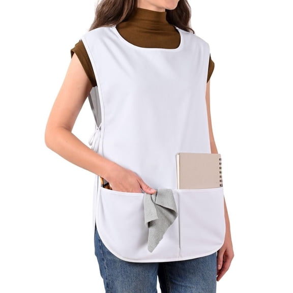 TELOLY Cobbler Apron for Women Men with 2 Pockets Waterproof Art Smock Aprons for Painting Hairstylist Cleaning Adults White Hairstylist Aprons for Women