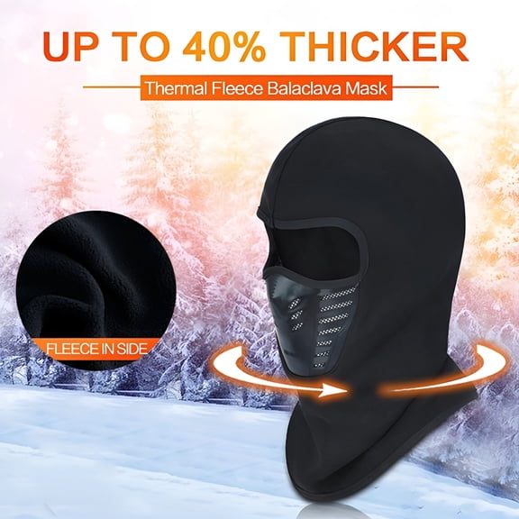 TELOLY Cold Weather Balaclava Ski Mask, Water Resistant and Windproof Fleece Thermal Face Mask, Hunting Cycling Motorcycle Neck Warmer Hood Winter Gear for Men Women