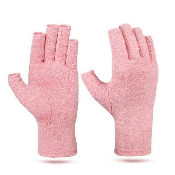 TELOLY Compression Gloves Lasting Comfort Fingerless Gloves Sports-Friendly Arthritis Gloves for Men Uv Protection Pink S