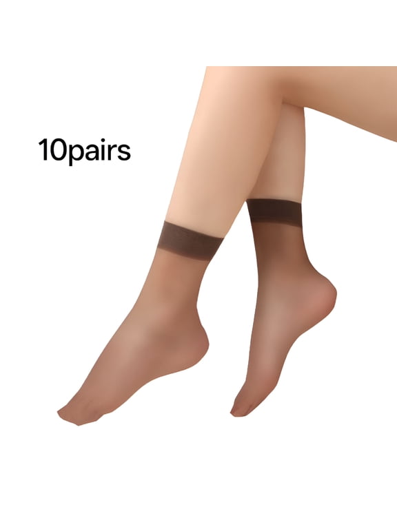 Compression Socks for Women 10 Pairs Sheer Ankle Sock Lady Nylon Socks for Women Ankle High Sock Sheer Stocking Winter Fall Sock